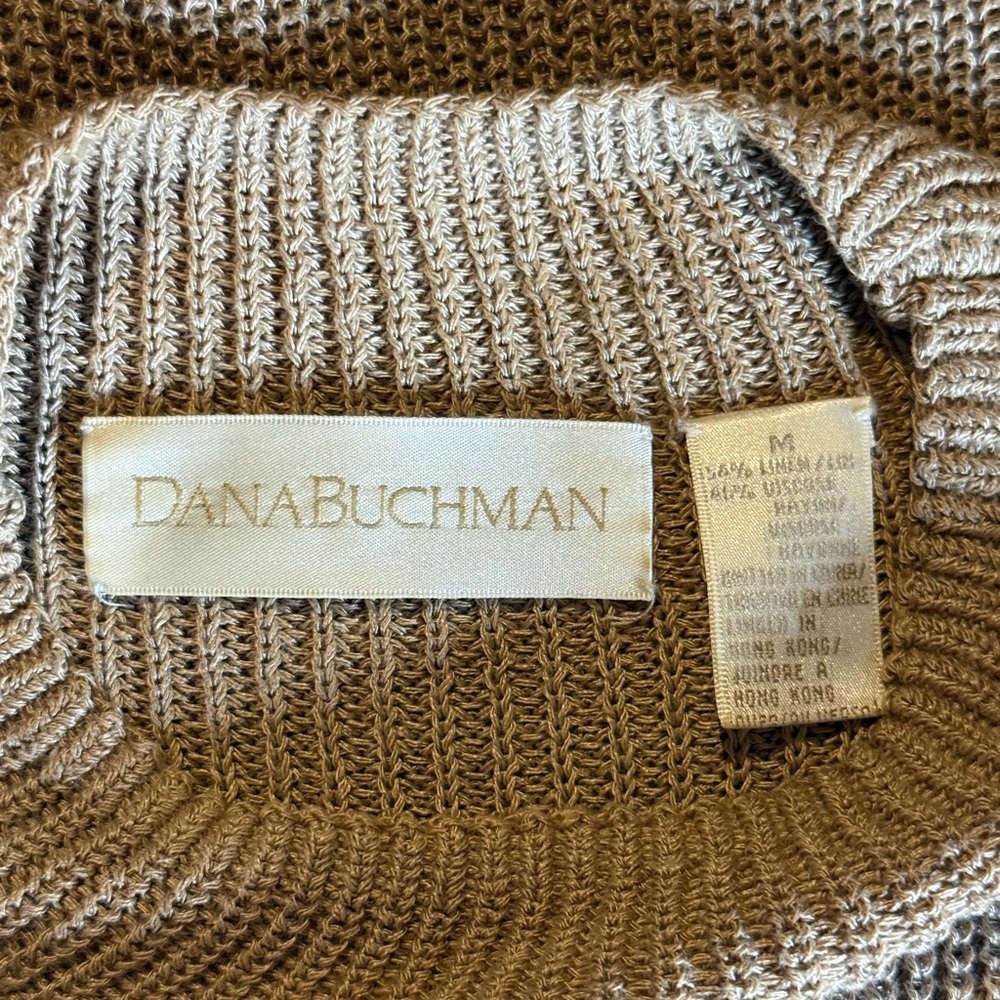 Dana Buchman Linen Silk Sleeveless Knit Top Beige Minimalist Tank Womens M - Picture 5 of 5